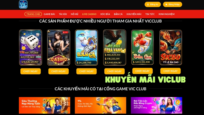 Khuyến mãi Vicclub - Nhận thưởng cực hot